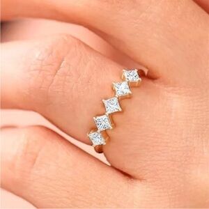 Gorgeous 18k Yellow Gold Over Silver White Sapphire Thin Band Ring